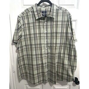 George Classic Fit Button Down Shirt  Green Plaid -  Big & Tall 3XL (54/56)